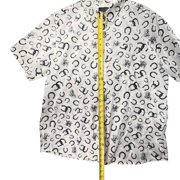 Pendleton Mens XL Short Sleeve Shirt Horseshoe Cowboy Rodeo Bronco Print Collar - Picture 11 of 13